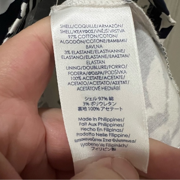 Chaps 4 Navy Blue White Floral Fit & Flare Cocktail Dress Lined O - Picture 4 of 4